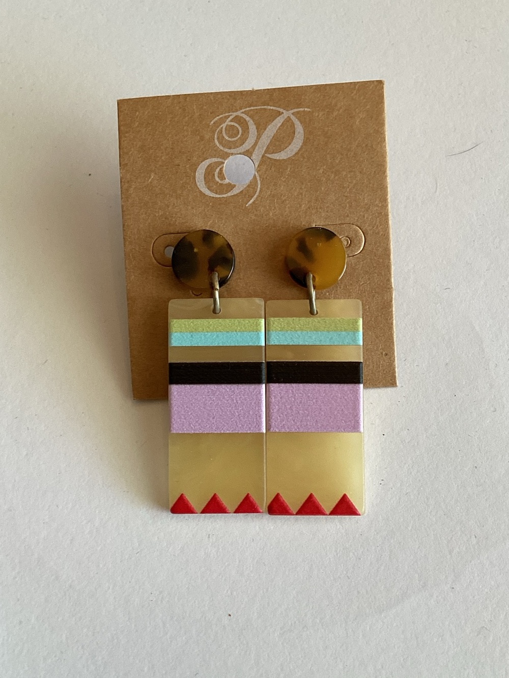 Plunder Multicolor Geometric Drop Earrings - Gold, Purple, Red, Black, Aqua